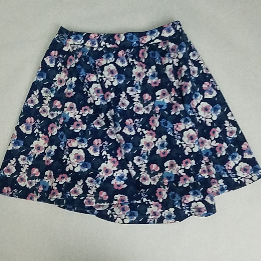 Blue floral skater skirt